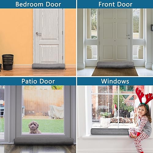 Triangular Under Door Draft Stopper 38 inch Heavy Duty Door Draft Blocker Bottom Door Seal Noise Air Door Guard for Doors and Windows, Gray - size: 38 inch