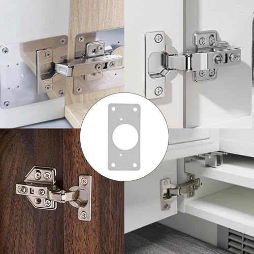 2Pcs 3.54 x 1.73 Inch Cabinet Hinge Repair Plate, Stainless Steel Hinge Fixing Plates with Mounting Screws for Cabinets, Cupboards, Lockers, and Furniture Repair(Hinge Cup) - size: 2Pcs Hinge Cup