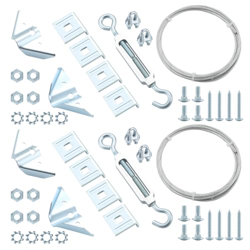 HOME MASTER HARDWARE 2 Pack Anti Sag Gate Kit for Wooden Fence Repair, Zinc Plated Steel, Anti-sag Gate Hardware Kit - Turnbuckle, Hooks, Heavy Steel Cable(7.5ft), Screws - color: Zinc, size: 2 Pack