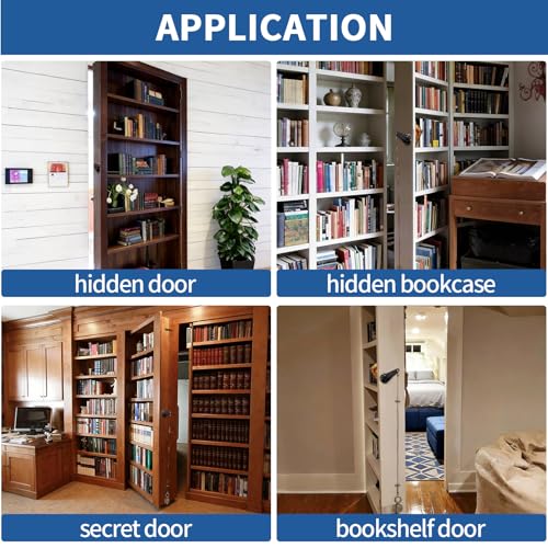 TamBee Hidden Bookcase Door Book Latch and Lock, Secret Book Latch Hidden Door Kit for Bookshelf Doors, DIY Secret Doors for Home Office, Storage, Safe Room