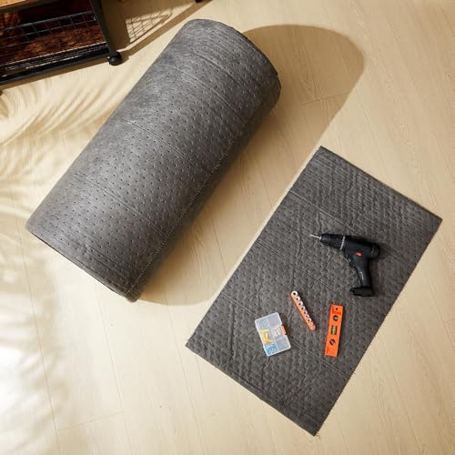 SmoothNovelty 30" W x 150' l Oil Absorbent Mat Roll Oil Pads Absorbs up to 40.2 Gallons Heavyweight Mat Roll for Protecting Home Garage Basement(Gray) - color: Grey