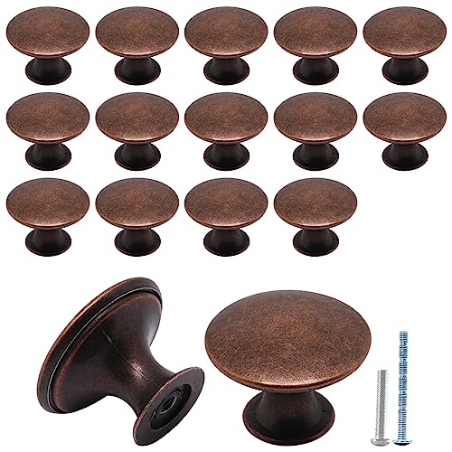 16 Pcs Oil Rubbed Bronze Cabinet Knobs, Round Dresser Knob Kitchen Drawer Knobs, Single Hole Cupboard Door Knob Dresser Drawer Pulls Handles - color: Oil Rubbed Bronze, size: 16 Pack