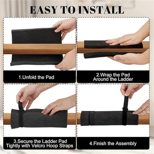 Ladder Pad Set 5 Foam Grip Covers for Bunk Bed Steps Protects Surfaces Reduces Noise 10 Adjustable Hooks Loop Straps Easy Clean