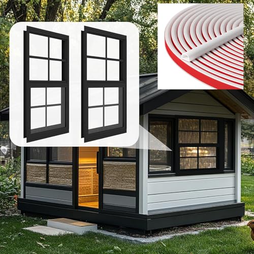 Self Adhesive Weather Stripping Seal, 3/8" W x 1/4" T x 20 FT D Shape Door Seal Strip for Soundproofing and Draft Proofing Door Frame and Windows