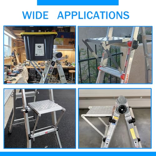 Anti-Slip Ladder Work Platform Tray, 330 lbs Capacity Foldable Work Tray Attachment for Multi-Purpose Ladders, Ladder Work Platform Accessories for Painting, Wiring & Maintenance