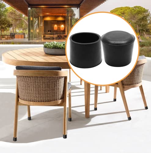 Piutouyar Round PVC Rubber Furniture Covers, 38mm / 1.5 Inches Table Chair Leg Tip Protectors, Non-Slip End Cap for Protect Surfaces, Black (16Pcs) - size: 1.5"