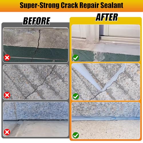 Concrete Crack Filler, 4 PCS Self Leveling Cement Crack Sealant, Quick-Drying Sealing Adhesive Repair Sealer for Driveways, Sidewalks, Patios, Waterproof Outdoor Joint Caulking Glue, Gray - style: 70 oz