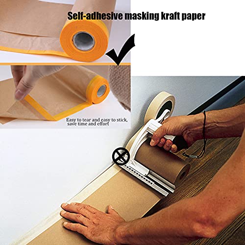 Tape and Drape, Paint Masking Paper, Pre-Taped Masking Paper for Painting, 2 Pack Car Protection Covering Paper, Paint Tape, for Car and Furniture, Floor.(Unfold 20 inch wide and 90 feet long)