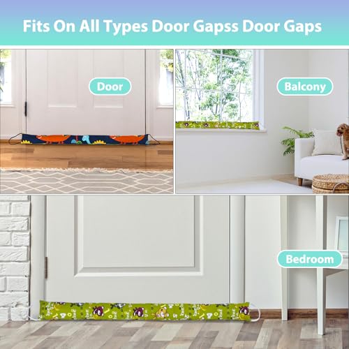 Weighted Door Draft Stopper, 2 Pack 32 Inch Under Door Blocker, Bottom of Door Window Air Noise Light Gap Filler, Saving Energy Cartoon Print Canvas Cotton 2.2Lb - size: 32 inch