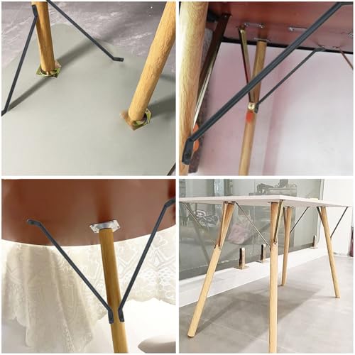 4PCS Black Reinforced Legs Bracket Mounting Iron Plate Support Brace to Triangle Table Leg Adapter Connector for Wooden Computer Desk Coffee Dining Tables Bed Furniture with Screws