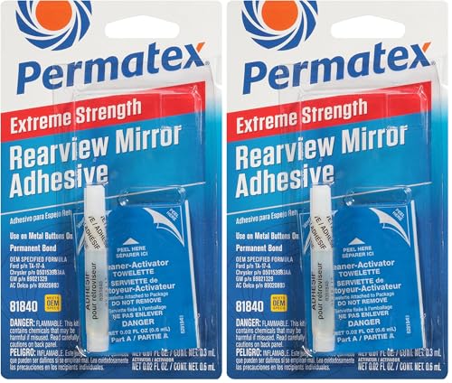 Permatex 81840 Extreme Rearview Mirror Profressional Strength Adhesive Kit, White (Pack of 2) - size: 1 Count (Pack of 2)