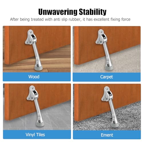 Ancable 12-Pack Door Stopper Replacement Tips, Heavy Duty Kickdown Door Stop Tips Repair Set, Ribbed Rubber Foot, Grey - style: G-12Pc-D