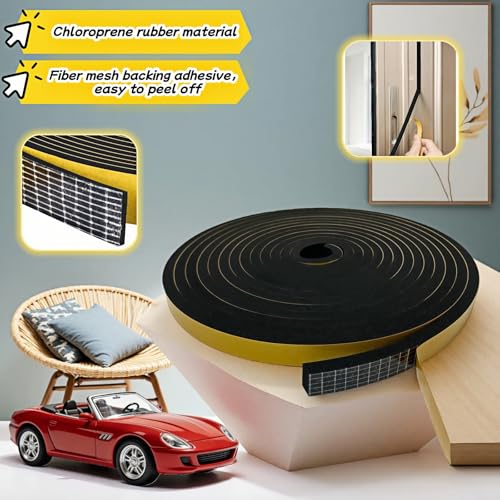 Durable Weather Seal Foam Tape: Strong Adhesive,Noise Reducing & Energy Saving, High-Density CR Foam Material,1/2" x 1/4" x 13 ft for Doors,Windows,AC - Easy Peel & Stick Seal Strip - size: 1/2 In x 1/4 In x 13Ft