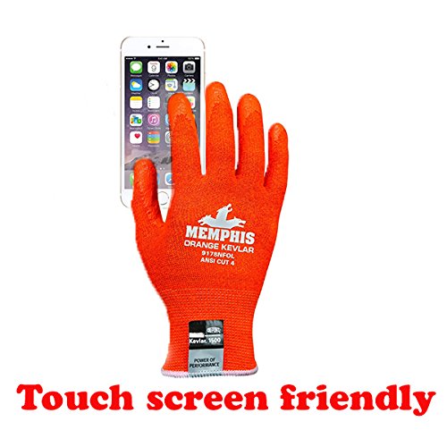 MCR Safety Gloves 9178NFOS 13 Gauge DuPont Kevlar Shell, Cut Resistant Work Gloves, Nitrile Foam Coated Palm and Fingers, Hi-Vis Orange, Small, 1-Pair - size: Small