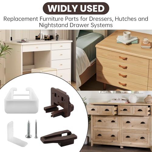 R 7321 Drawer Track Guide and Glides (2 Pack) & R 7221 21/32 inch x 1-1/8 inch, White Drawer Guide Kit (2-Pack),Replacement Furniture Parts for Dressers, Hutches and Nightstand Drawer Systems