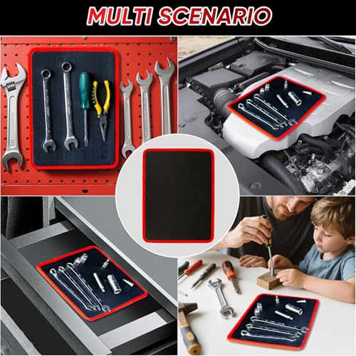 Arcomin Magnetic Tool Mat & Holder | 12.8"x9.8" Flexible Magnetic Tray for Garage Workshop, Scratchproof PVC Surface with Non-Slip Grip | Auto Repair, Toolbox Organizer for Mechanics & DIY