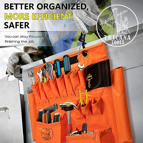 Lineman Tool Board, Aerial Apron, Bucket Truck Tools Organizer with Over 16 Pockets, Tool Organizer for Bucket Trucks and Lineman, Includes Two 2” Bucket Hooks - size: 16 Pockets(with Magnet)