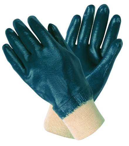 MCR Safety 97981L Predator Economy Fully Coated Gloves with Interlock Lined and Knitted Wrist, Blue/White, Large, 1-Pair