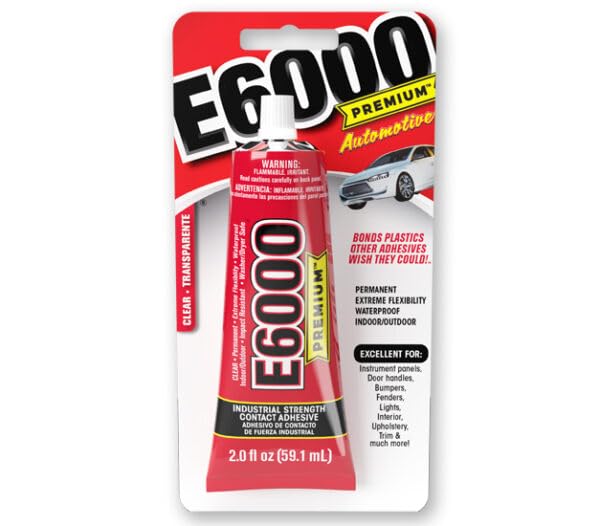 E6000 Premium Automotive Adhesive - Formulated to Permanently Repair Materials in Automobiles, Trailers, Cambers, Motor Homes, Boats - 2.0 fl oz (59.1ml)