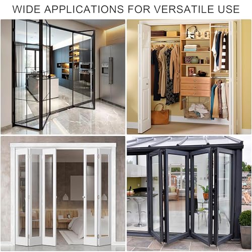 Bifold Door Hardware Repair Kit 2 Set, Includes Top and Bottom Brackets, Pivots, and Guide Wheel for Sliding Closet, Barn Door,Pocket, and Accordion