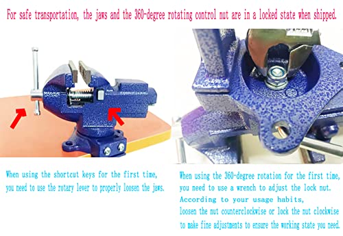Dual-Purpose Combined Bench Vise or Table Vise, multifunctional jaw, Universal Rotate 360° Work Clamp-On Visewith Quick Adjustment, 3.3" Blue - style: 3.3" Blue
