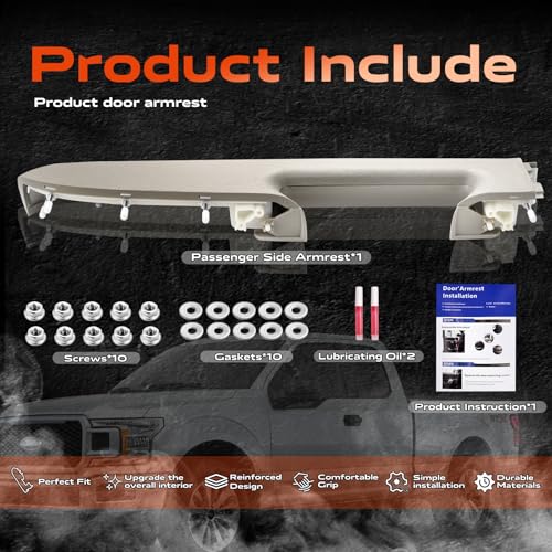 22818471 Front Right Passenger Side Armrest Repair Kit Compatible with 2010-2014 Chevy Silverado and GMC Sierra 1500 2500HD 3500HD, Designed for Door Panel with Release Handle Below Armrest, Gray - color: 22818471 Gray Passenger Side Armrest