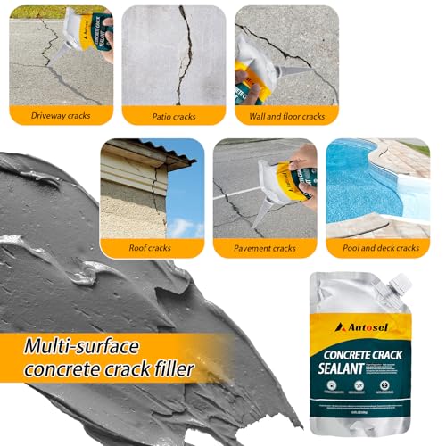 Concrete Crack Filler, High Elasticity Cement Crack Repair Sealant, Self-Leveling Waterproof Caulking Glue for Driveways, Walkways, Patios, Outdoor Concrete Joint Repair-2 PCS - style: 2.21LB