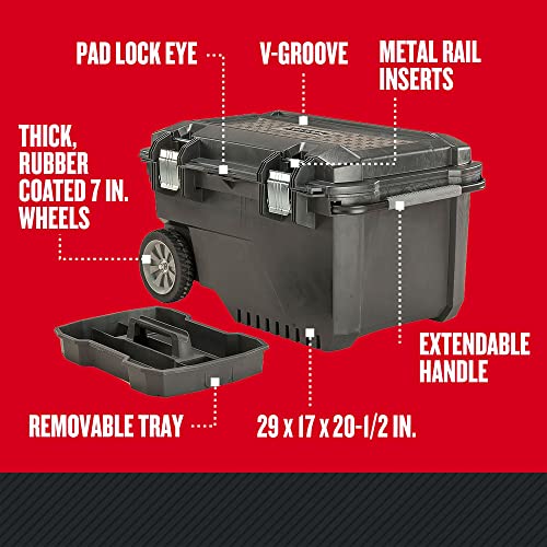 CRAFTSMAN 29-in. Rolling Tool Box with Wheels, Black, Plastic, Lockable (CMST24800) - style: 24 gallon Chest