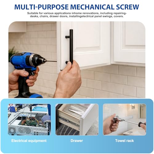 120PCS Cabinet Pulls Knobs Screws,M4 Machine Screws Assortment, M4×25/30/35/40/45/50mm Pan Washer Head Metal Phillips Screws Kit for Kitchen,Bathroom,Furniture Handles Install - size: M4×25/30/35/40/45/50mm
