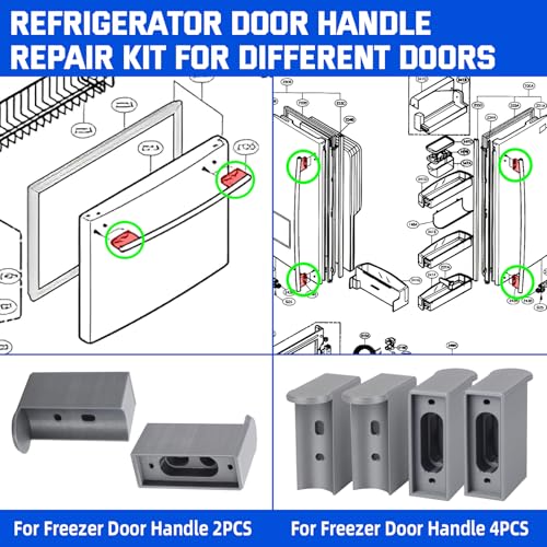 Refrigerator Door Handle Repair Kit Compatible with LG Refrigerator Door Handles Kit for 3651JA2269Q 3651JA2269G LRFD25850ST Refrigerator Fresh Doors Handles Not for Freezer Handle, 4PCS Silver