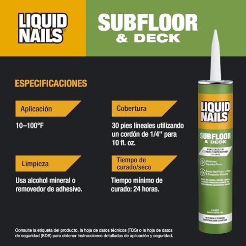 Liquid Nails LNP-602 Subfloor and Deck Construction Adhesive (LN602), 28 oz - size: 28 Ounce