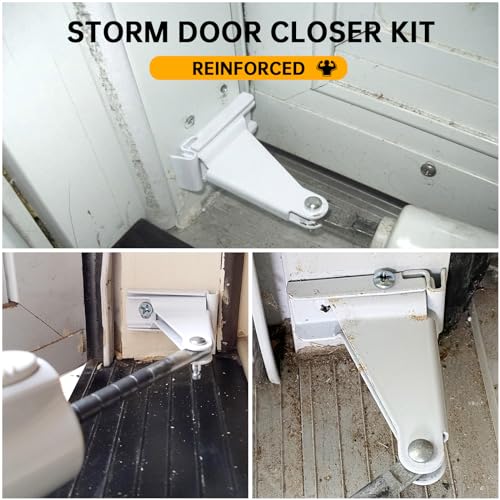 Reinforced Storm Door Closer Bracket Kit Compatible with Andersen, Emco, Larson,Pella,40201 Door Repair Kit, Screen Door Closer Replacement Part for Storm Door, White
