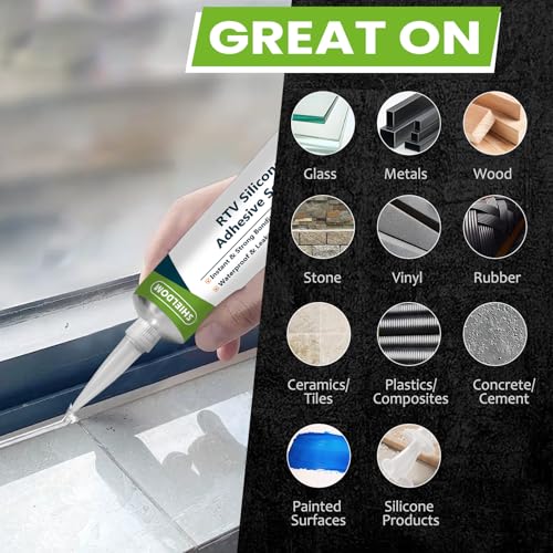 SHIELDOM RTV Silicone Adhesive Sealant 100% Silicone Sealer All-Purpose Caulk Waterproof Stronger Adhesion, Shrink & Crack Proof Caulking for Car, Kitchen, Window, Bathroom, Door (White, 3.4 Fl. Oz.) - color: White