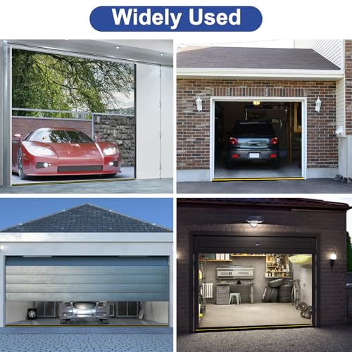 12Ft/3.7M Universal Garage Threshold Seal Strip Garage Door Bottom Weatherproof Strip Rubber DIY Weather Stripping Replacement Not Include Sealant/Adhesive (Black-Yellow Line) - color: Black+Yellow, size: 12 Ft (no adhesives)