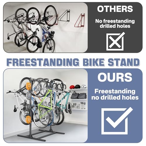WALMANN Freestanding Bike Stand for Garage, 6/7 Bikes Vertical Bike Storage Stand Heavy Duty Bike Floor Stand - style: Bike stand for 7 bikes