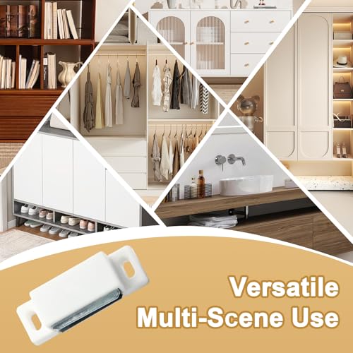 12Pcs Cabinet Door Magnets Catch Magnetic Door Catch, Magnetic Shutter Hardware Drawer Magnet Latch Cabinet Magnets for Closure Cupboard Closet Bathroom(White) - color: White