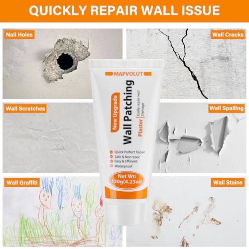 MAPVOLUT Drywall Repair Kit, 2 Pack Wall Mending Agent with 2 Scraper, Proective Gloves, Quick and Easy Solution to Fill The Holes and Crack for Home Wall, Plaster Wall Dent Repair