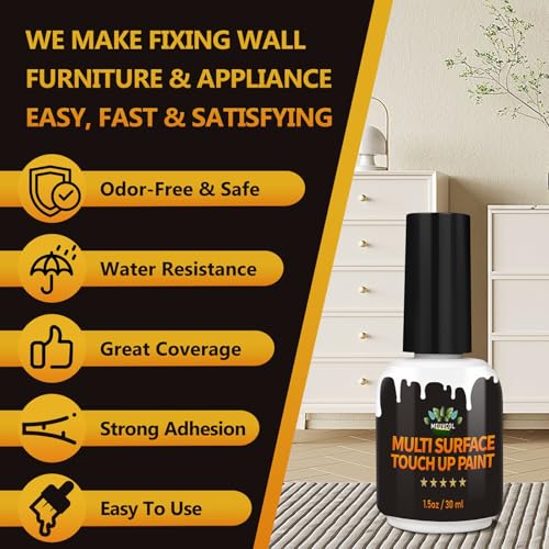 White Touch Up Paint, Appliance Cabinet Furniture Wood Touch Up Paint for Wall - style: 1.5 FlOz