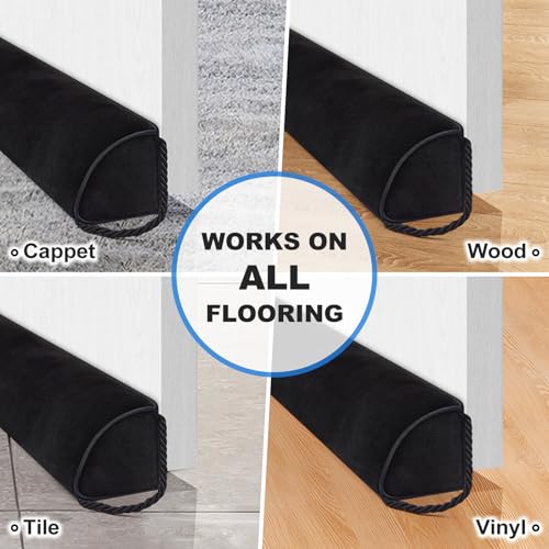 Weighted Door Draft Stopper 36 Inch Triangle Door Snake Blocker Cold Air Noise Light Under Door Sweep Weather Stripping Door Seal More Fits 0 to 3" Large Door Gaps,Quick Install Black - size: 36.5