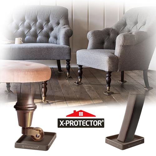 Furniture Cups X-PROTECTOR – 2" Caster Cups 8 PCS – Lined Furniture Coasters – Ideal Bed Stoppers – Non Skid Furniture Pads with a Perfect Design – Rubber Furniture Pads - Protect Any Flooring! - size: 8 PCS, 2" x 2"