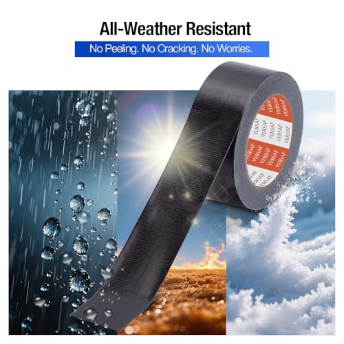 VERSAF Heavy Duty Black Duct Tape, 1.88 in x 35 yd, Strong Adhesive, Waterproof & Weather Resistant, Easy Tear, Multi-Purpose for Home Repair, Sealing, Bundling, Automotive & Outdoor Use - color: Black