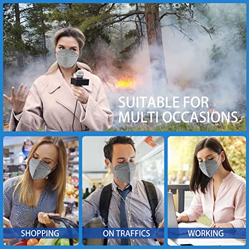 Hotodeal KN95 Face Mask 40 PCs, Grey KN95 Mask, 5 Layers Cup Dust Mask, for Men, Women, Healthcare Worker, Essential Workers - size: 40 Count (Pack of 1)