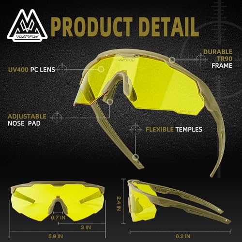Shooting Glasses Anti Fog with High Definition Lenses, ANSI Z87+ Certified Tactical Safety Glasses for Men Women - color: D6-yellow / Grey