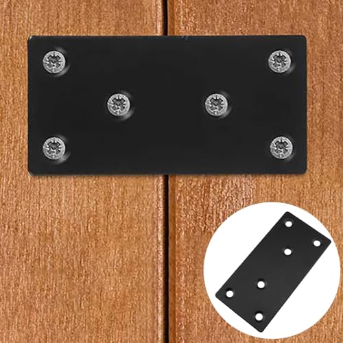 Lovelysp 4PCS Black Patch Plate Table Leg Bracket Installation Hardware Perforated Metal Plate 100×50mm/3.93×1.96inch with Screws for Furniture Legs Sofas Chairs cabinets, etc