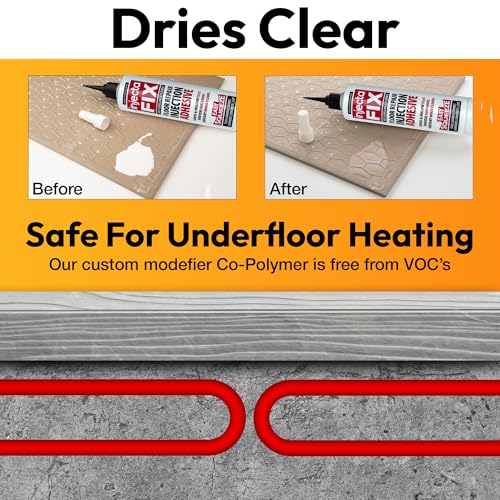 Floor-Fix Pro Easy Squeeze - Extra Strength Adhesive - Fix Loose & Hollow Tiles, Squeaky Wood & Laminate - Includes Built in 5/64” Syringe Tip - No Sealant Gun Required (10.1 Fl Oz) - color: 1