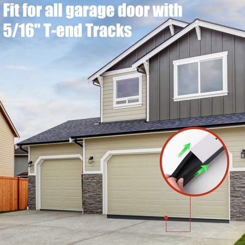 Garage Door Seals Bottom Rubber - 16.5Ft EPDM Weatherproof Weather Stripping for 5/16" T-End Garage Doors, Blocks Drafts/Rain/Rodents, Noise-Reducing & Energy Saving - size: No track - 16.5 Feet