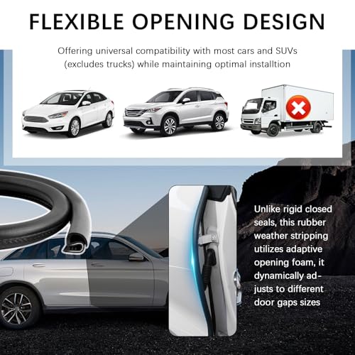 2PCS 2.62Ft Car Door Weather Stripping Rubber,U-Shape Thickened Car Door Seal Strip Rubber Edge Trim for Noise Reduction,Dustproof Push-in Cars Doors Rubbers Seal Strip