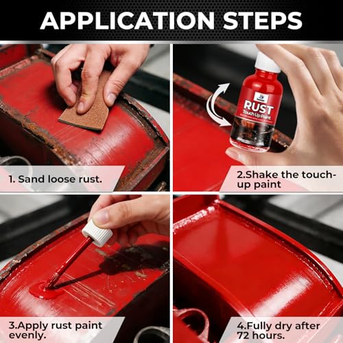 Rust Red Touch Up Paint, Multi Surface Acrylic Red Touch Up Paint Pen Scratch Repair for Rust Metal,Walls,Cabinets,Appliances,Wood,Door,Furniture,Enamel, High Temperature Heat Resistant, 1.5 Fl Oz