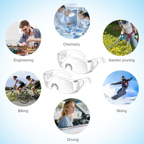 Kifmurase 20Pcs Bulk Clear Safety Glasses, Over Eyeglasses, Lightweight Protective Eyewear, Safety Goggles Eye Protection, Certified Wrap-Around Eye Protection for Lab, Construction, Nurses,