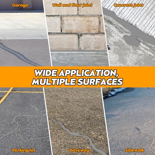 Asphalt Crack Filler Kit, 16.9 fl oz Self-Leveling Blacktop Driveway Sealant, Crack Filler for Asphalt Concrete Joint, Sidewalk, Pavement and Parking Lot, with Gloves and Scraper